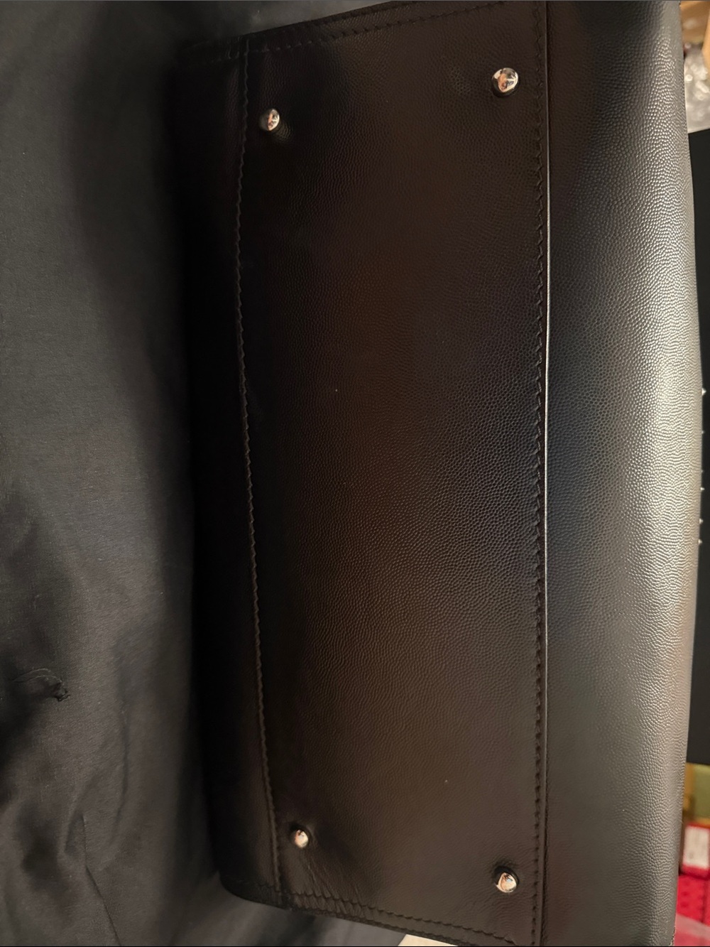 CHANEL Black Studded Logo Tote with Chain-Detail Handles - Picture 5 of 13